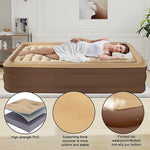 lit gonflable marron clair coussins tapis imperméables moderne confortable camping intérieur extérieur