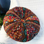 coussin siège rond bohème motifs floraux géométriques velours cotonnable intérieur extérieur
