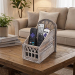 porte radios rustique gothique texture bois motifs géométriques couleurs brun gris noir