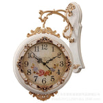 horloge murale vintage motif floral blanc doré fixation européen minimaliste