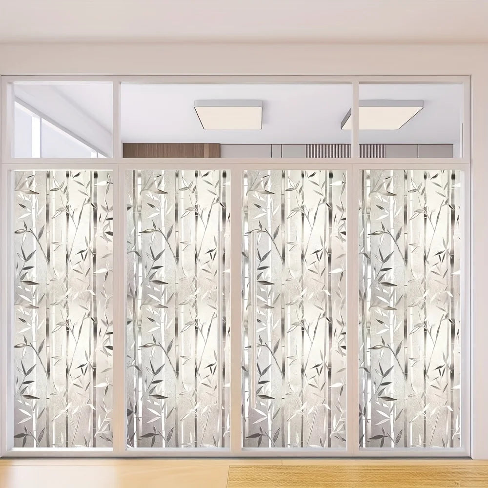 film fenêtre décoratif transparent bambou moderne adhésif protection uv isolation thermique 30x100cm 45x200cm 55x500cm