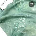 tissu imprimé chinois personnages traditionnels bambous fleurs beige vert bleu rose