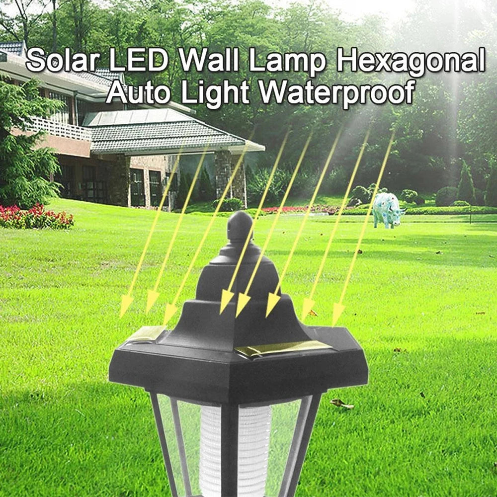 lampe murale led solaire noire transparente classique hexagonaleextérieur jardin décoration