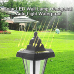 lampe murale led solaire noire transparente classique hexagonaleextérieur jardin décoration