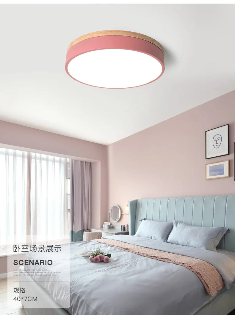 plafonnier led moderne gris bois rose jaune noir blanc minimaliste 27w 3sources