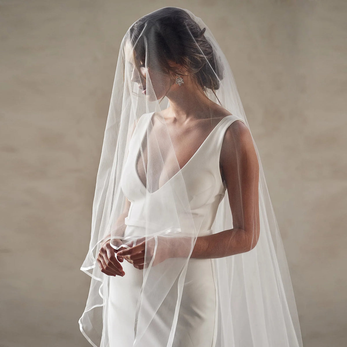 Voile mariée blanc deux couches tulle fin plissé élégant mariage demoiselle d’honneur