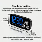 horloge numérique moderne écran led noir bleu blanc réglable luminosité affiche température compteur semaine