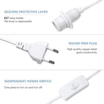 support lampe blanc moderne interrupteur E27 câble 180cm prise included