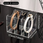 boîte rangement transparente ceintures classique moderne acrylique réutilisable boucles léopard poignée bleue organisateur garde