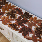 nappe automnale feuilles brodées citrouilles glands rustique chic semi transparent