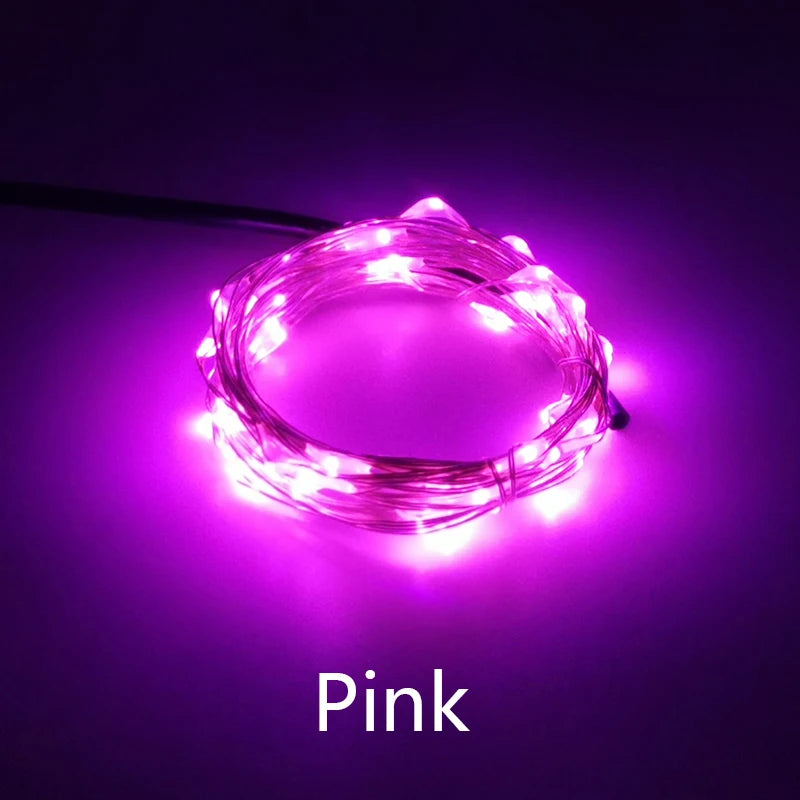 Guirlande lumineuse LED fil cuivre 12V multicolore 5M 10M 50 100 LEDs moderne