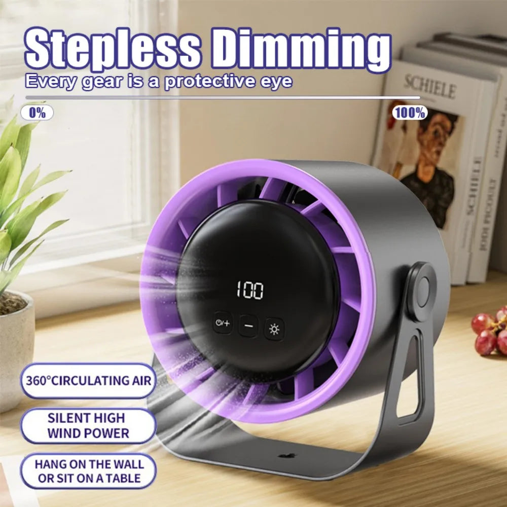 ventilateur portable led rechargeable moderne contrôle tactile noir violet beige