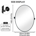 miroir ovale moderne noir pivotant aluminium 50x70cm clips facile portable