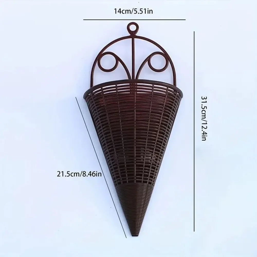 panier mural conique tressé marron foncé moderne suspension décoration intérieure[arrêt après 14ème mot]