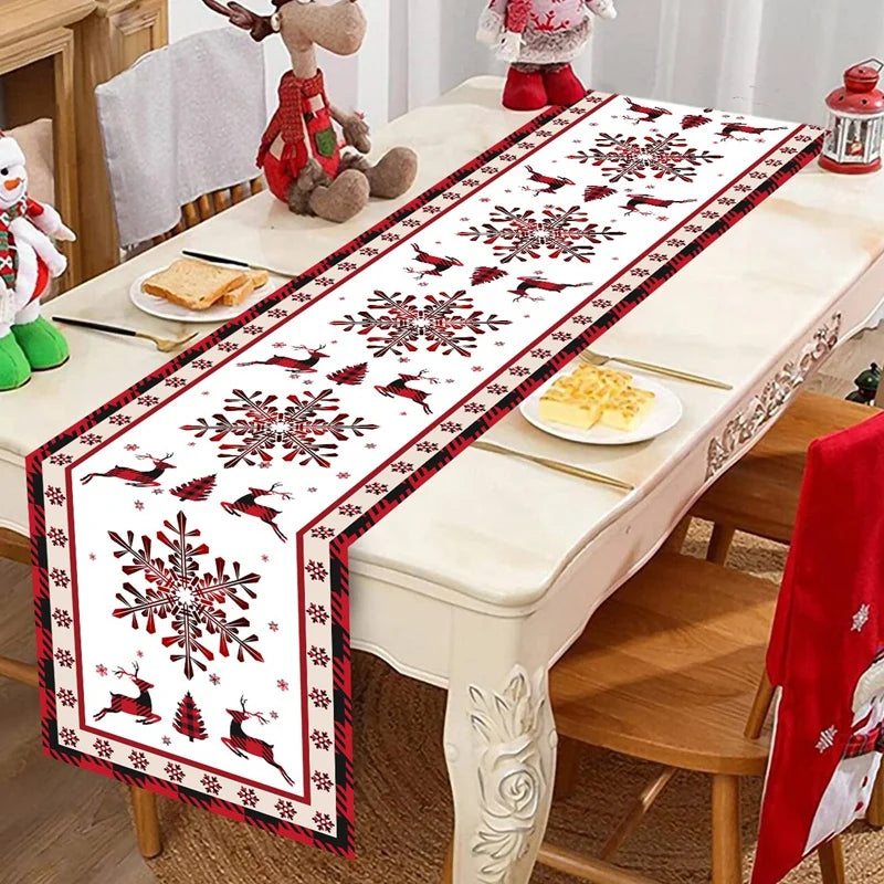 tableau table noël bonhomme neige flocons motifs traditionnels bleu blanc rose rouge vert
