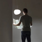 luminaire suspension moderne blanc verre opacité ronde câble fixation éclairage chambre salon étude