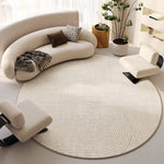 tapis rond beige clair flanelle motif géométrique moderne salon chambre intérieur doux imperméable