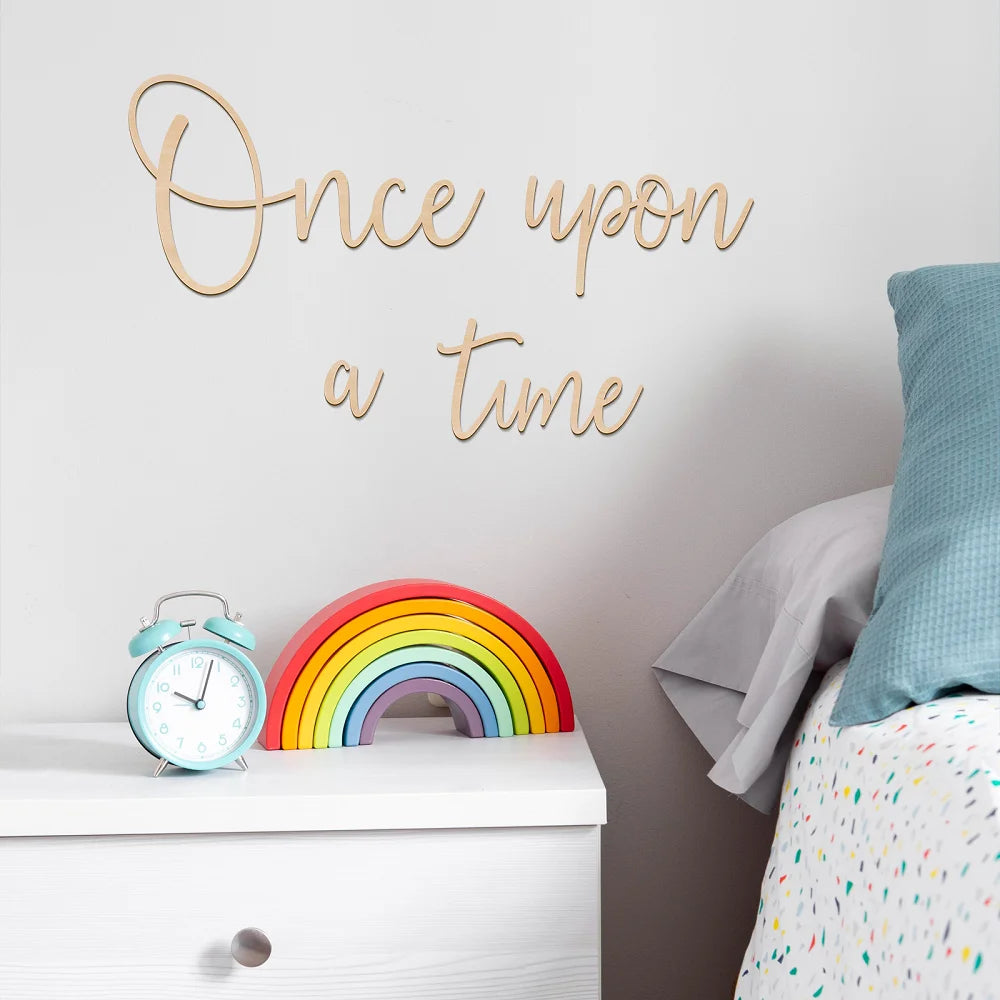 décoration murale bois once upon time champêtre calligraphique conte fées chambre enfant