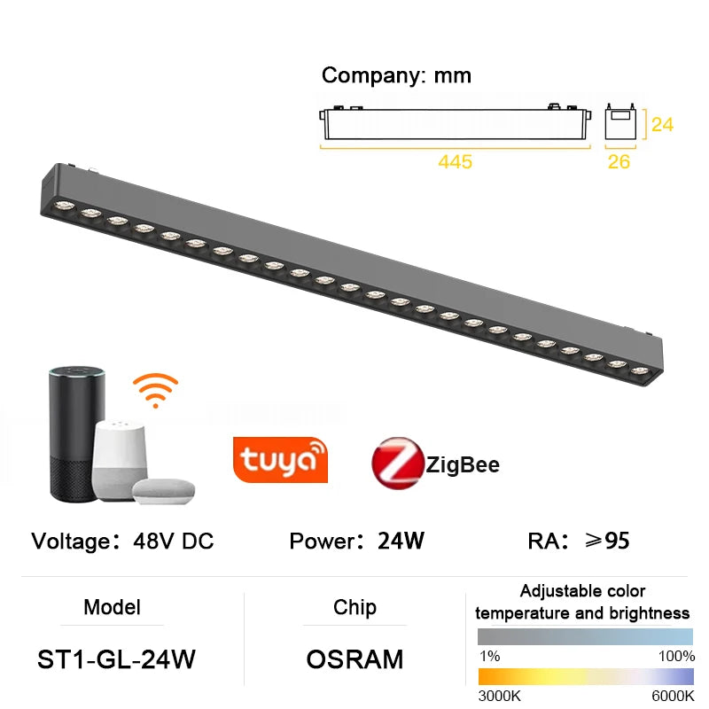 luminaire led rail magnétique noir moderne système éclairage intelligent intérieur ultra mince
