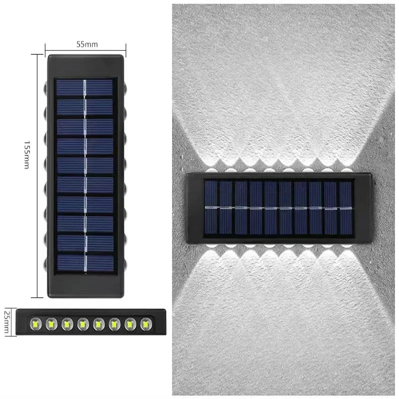 appliques murales solaires led noires decoration extérieure moderne panneaux solaires intégrés ip65
