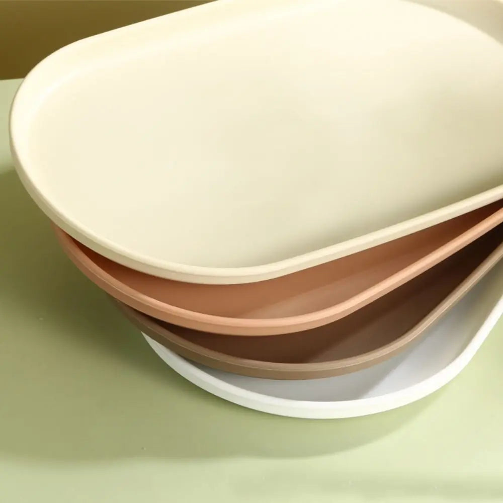 assiettes ovales silicone blanc beige moderne minimaliste empilables multifonctionnelles nhà bếp