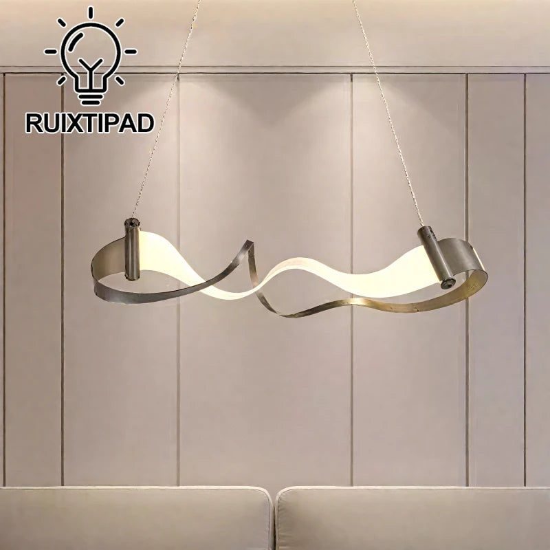 suspension lumineuse moderne blanc doré noir ondulé mat salon chambre