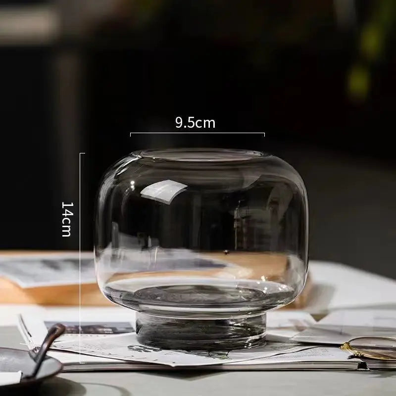 vase verre moderne transparent simple grande bouche table salon fleur hydroponie ornement double usage