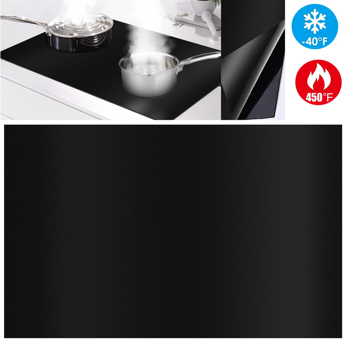 tapis cuisson silicone antiadhésif moderne protection plaque induction 90x54cm noir résistant chaleur respectueux environnement