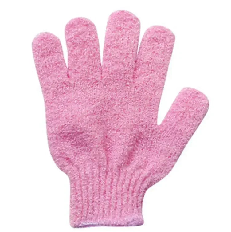 gants bain exfoliants doux microfibre violet rose jaune bleu vert