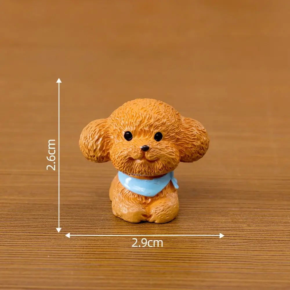 figurines chiens mignons résine cartoon peluche yeux colorés extérieur ornements micro paysage