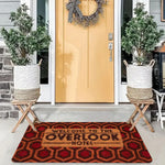 tapis d'entrée moderne tige porte imperméable antidérapant hexagones relief orange rouge bienvenueôtel