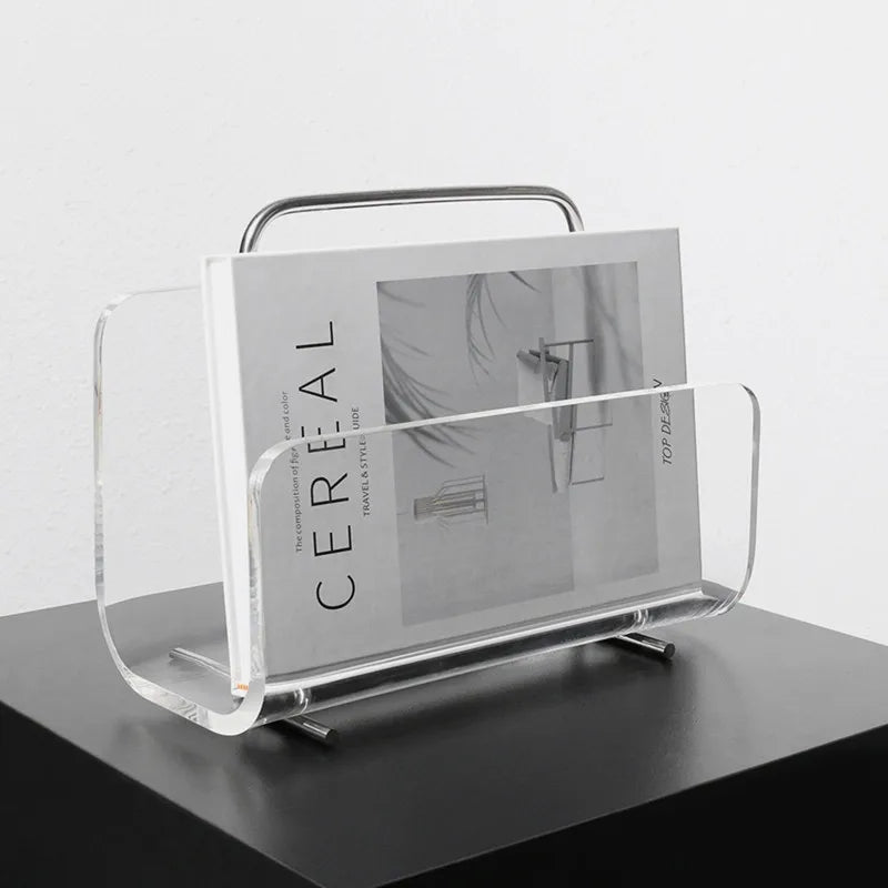 porte revues moderne transparent magazines minimaliste décoration maison magazines biscuits vase fleurs bougie