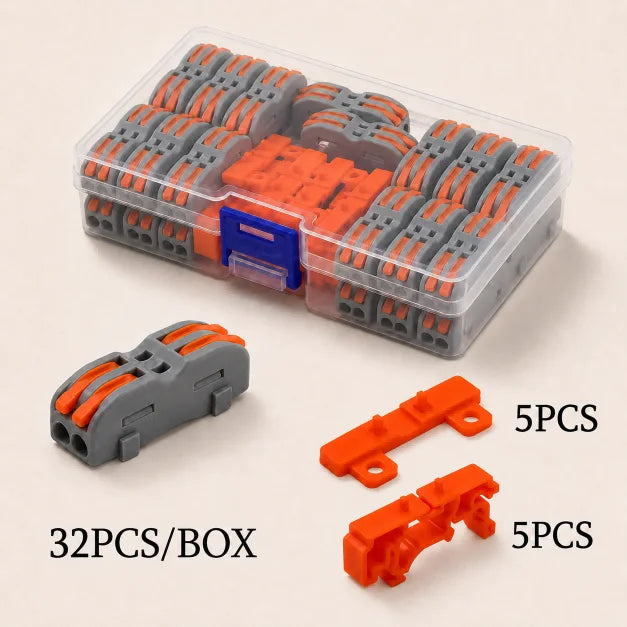 connecteurs electrique orange gris 21 pieces barrettes fixation 8mm 14mm pris courant rechargeable box