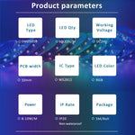 Ruban led 60 diodes rgb adhésif contrôle rf moderne chevaux multicolore