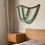 décoration murale bohème suspendue tissage coton vert blanc minimaliste naturel textile