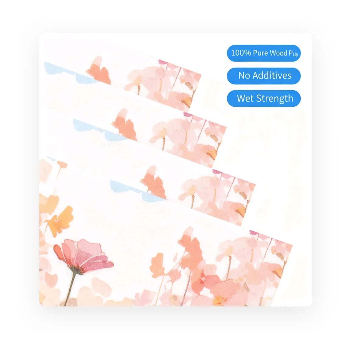 serviettes rose fleurs feuilles tissu festif opalescent pack 40 pièces 16.5cm 16.5cm illustration naturelle