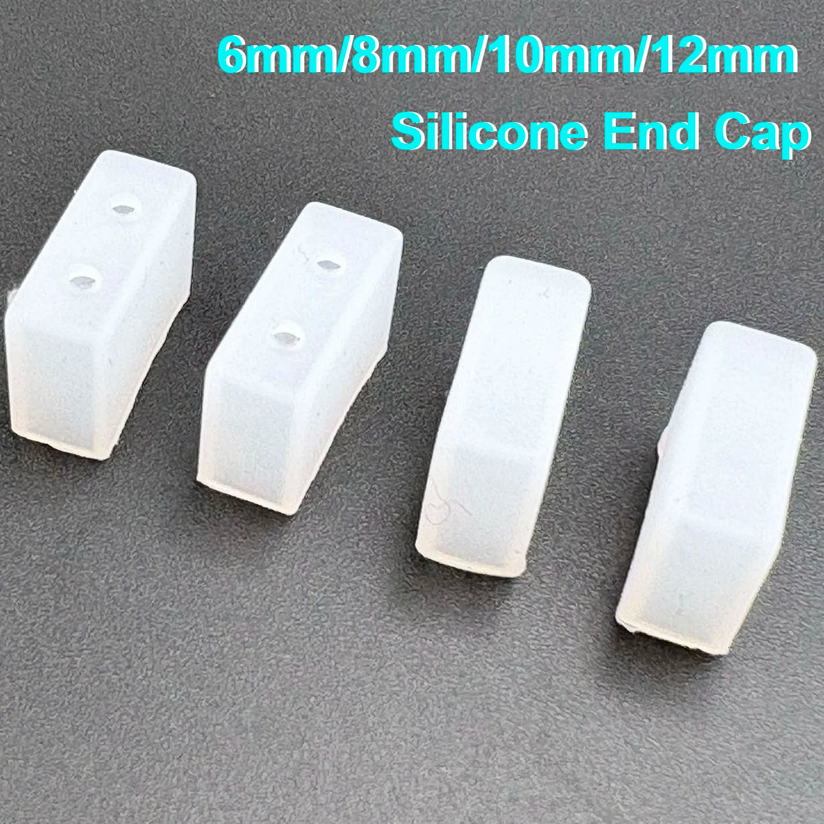 embouts silicone blancs translucides rectangulaires lisses pratique 6mm 8mm 10mm 12mm