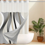 rideau douche moderne semi transparent motif abstrait polyester blanc noir beige