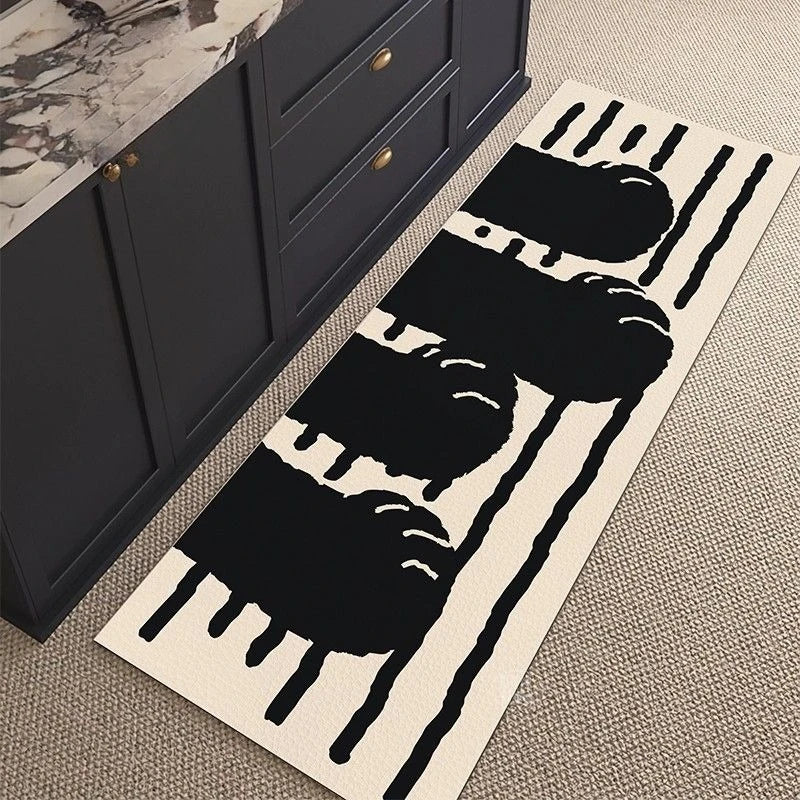 tapis moderne abstrait géométrique antidérapant lavable sol gris rose minimaliste