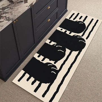 tapis moderne abstrait géométrique antidérapant lavable sol gris rose minimaliste