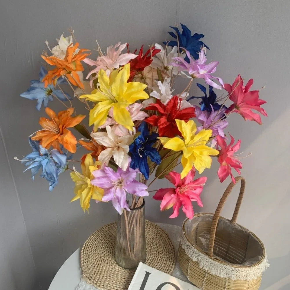décoration intérieure bouquet artificiel moderne vase rectangulaire rouge blanc orange bleu rose jaune beige