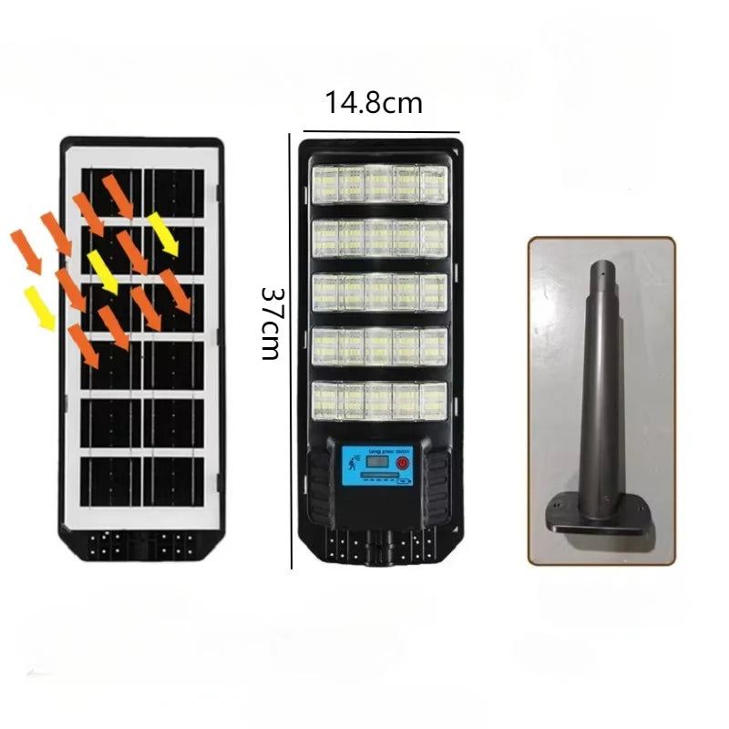 lampe rue led moderne capteur mouvement solaire recharge indicateur lumière