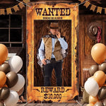 décoration photo anniversaire western motifs cactus bottes chapeaux panneau wanted opaque cowgirl