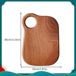 planche découper bois naturelle rustique poignées circulaires fourchette cuillère tartine pain