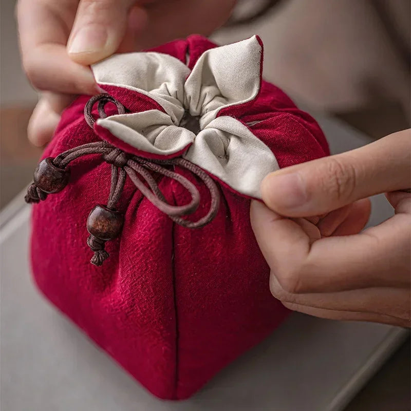 sac thé coton réutilisable bleu gris vert marron beige rouge rose noir imprimé chinois
