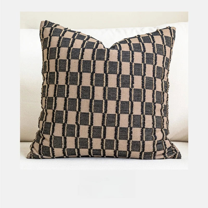 housse coussin motif floral moderne beige noir maison hospitalière respectueux environnement non toxique polyester