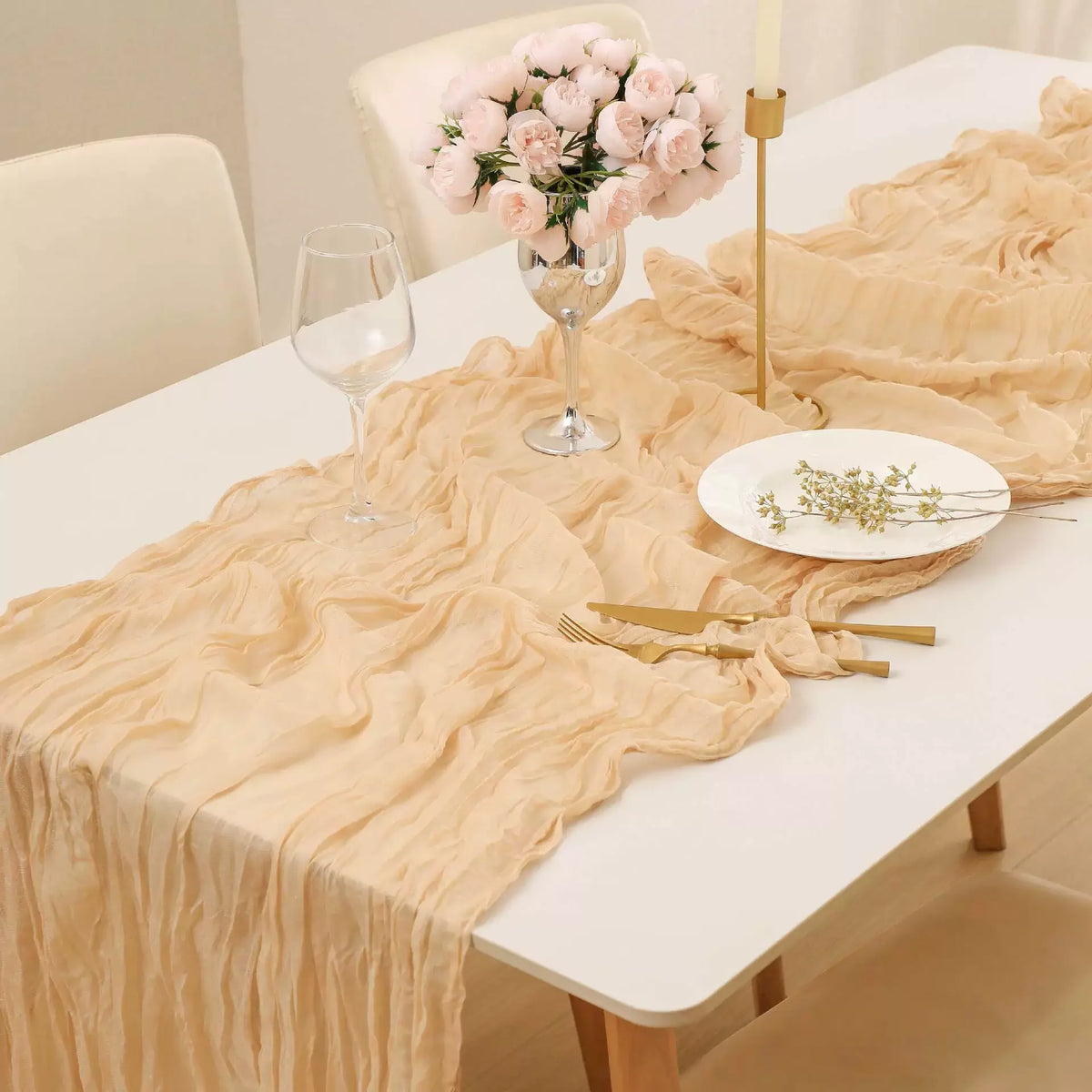 serviette table beige clair rayures fines moderne décoration table banquet