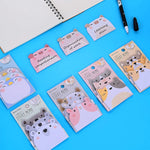 post it autocollants animaux mignons kawaii 45 feuilles rose gris beige bleu clair