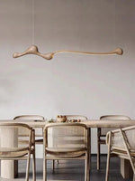 suspension lumineuse bois naturel marron foncé moderne télécommande adjustable salon chambre