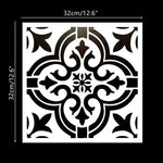 pochoir stencil blanc noir ornamental floral artisanal decoratif 32cm 32cm